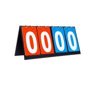 Harilla Sports Scoreboard Portable Manual Flip Score Counter Table Scoreboard Board With Clear Number Cards Thickened Leather, Flip Scoreboard, 4-Digit, Red And Blue, Leather