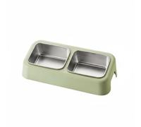 Harilla Stainless Steel Bowl Cat Bowl Double Feeding Dish Tilted Detachable Non-Slip Material Suitable for, Green, Ss Double Bowl