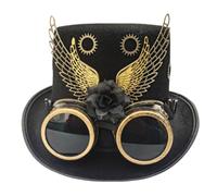 Harilla Steampunk Goggles Hat Top Hat Costume Hat Cosplay Hat Vintage Costume Hat with Goggles Acrylic Lenses Felt Exterior Structured Design suitable for themed parties stage acts festivals events