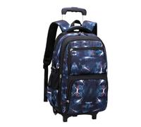 Harilla Student Trolley Rolling Backpack Bookbag Luggage Suitcase With Stair Adjustable Handle Smooth Rolling Suitable for school sports short travel camping, Dark Blue, Space 2-Wheel