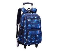 Harilla Student Trolley Rolling Backpack Bookbag Luggage Suitcase With Stair Adjustable Handle Smooth Rolling Suitable for school sports short travel camping, Blue, Space Big-wheel