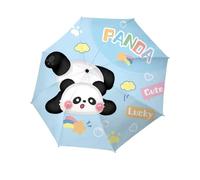 Harilla Sun Umbrella Four Fold Portable Large with Black Coating Outdoor Travel Umbrella, Cute Panda