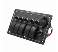 Harilla Switch Control Panel For Auxiliary Electronics With 5 Circuit Rocker Controls And Aluminum Faceplate 12v Socket And Simple Install suitable for service trucks RVs boats sheds