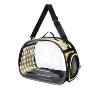Harilla Travel Cat Carrier Bag for Pets, Bubble Design, Clear Tote for Small And Medium Dogs, Gold L