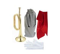 Harilla Trumpet Scouting Trumpet Bugle, Classic Blowing Bugle Solid Copper and Brass Bugle for Band, C
