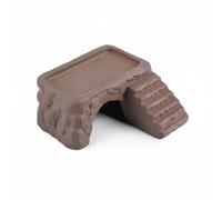 Harilla Turtle Basking Ceramic Ramp Bridge Perch Tunnel Shelter Clay Material Firm Placement Transition Water Suitable for aquarium setups terrarium habitats, Textured, Rock-like