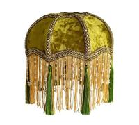 Harilla Velvet Lampshade Bell Shaped Lamp Shade with Fringe Elegant French Victorian Light Shade for Table Lamps Living Room Bedroom Hallway Home Décor & Improvement Essential (Green B E10 Base)