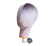 Harilla Wall Mount Mannequin Head Model Hat Storage Rack Multipurpose Height 28cm Velvet Cloth for Shopping Mall Simple Assembly, Grey