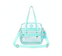 Harilla Waterproof Student Satchel Clear Backpack Bookbag Rucksack PVC Transparent Material With Reinforced Top Handle and Padded Back suitable for students, Green, Lake Green Transparent