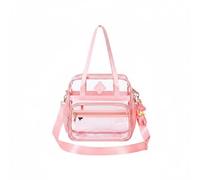 Harilla Waterproof Student Satchel Clear Backpack Bookbag Rucksack PVC Transparent Material With Reinforced Top Handle and Padded Back suitable for students, Pink, Pink Transparent