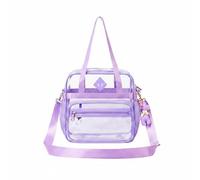 Harilla Waterproof Student Satchel Clear Backpack Bookbag Rucksack PVC Transparent Material With Reinforced Top Handle and Padded Back suitable for students, Purple, Purple Transparent