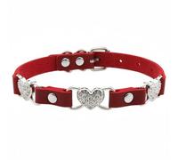 Harilla Women Choker Heart Necklace PU Leather Buckle Closure Crystal Embellished Edgy Style Suitable for cosplay daily wear gothic occasions parties, Red