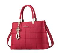 Harilla Women Shoulder Bag Zipper PU Leather Tote for Mom Valentine's Day Gifts Vacation, Red