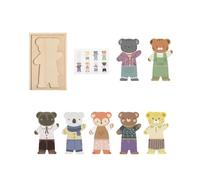 Harilla Wooden Bear Family Dress up Puzzle Accessories Portable Interactive Sensory Toys Educational Gift Puzzle Aged 3+ Kids, Style B