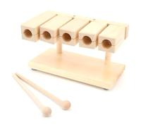 Harilla Wooden Percussion Clapper Temple Block Rhythm Instrument Maple With Matching Mallets Compact Tabletop Design suitable for classroom music education
