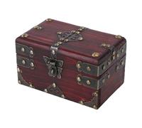 Harilla Wooden Treasure Chest Rustic Unique Creative Desktop with Lock Home Decoration Jewelry Box Collectible Pirate Decor Wood Box