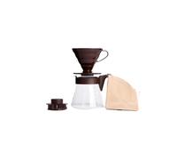 Hario CD Set V60 Pour Over Kit Brown-drip + Server + Filters, Plastic