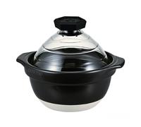 HARIO GNR-200-B-W Rice Pot with Glass Lid, 2-3 Cups, Visible Inside Heat-resistant Glass, Ceramic, Made in Japan