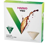 Hario Paper Coffee Filters for V60 Dripper, Compatible with Size 01, Natural, 40 Pack, 1-40 Pieces
