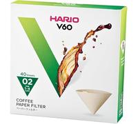 Hario Paper Coffee Filters for V60 Dripper, Compatible with Size 02, Natural, 40 Pack