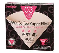 Hario Paper Filter Misarashi for 03 Dripper, Pack of 40, Brown, Natural, Size 3-40 Pieces