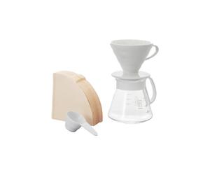 Hario V60-02 Craft Ceramic Dripper Set (Dripper+Server+Filters+Spoon) - White