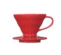 Hario V60 Ceramic Dripper Cone Pour Over Coffee Maker, Size 01, Red