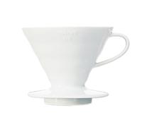 Hario V60 Ceramic V-Shaped Cone Coffee Dripper with Heat Retention,300 Millilitres, White, Size 02, 2