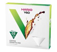 Hario V60 Coffee Filter Papers 40 Sheets, White, Size 3-40pcs