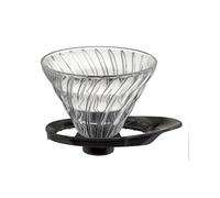 HARIO VDGR-02-B V60 Heat Resistant Glass Transmission Dripper 02, for 1-4 Cups, Black, Made in Japan