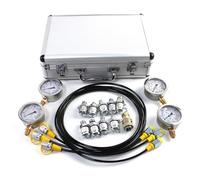 HARIPYER Hydraulic Pressure Test Gauge Kit with 4 Gauges 10/25/40/60 Mpa, 9 Couplings and 3 150cm Long Test Hoses, Pressure Gauge Diagnostic Tool for Excavators, with Silver Aluminum Alloy Case