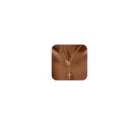 HARJJME Cross Necklace Gold Silver Necklaces for Women 14K Gold Plated Dainty Choker Necklace Chain with Cross Pendant Charm Personalised Jewellery Gifts for Teenage Girls