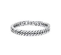 HARJJME Cuban Link Mens Bracelets Gold/Silver/Black Stainless Steel Chain Bracelet for men 8MM Width 19CM/21CM/23CM Length Sturdy Wrist Bracelets Hip Hop Jewelry Gifts for Dad Husband Son