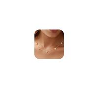 HARJJME Dainty Silver Gold Necklaces for Women Girls Trendy Non Tarnish Four Leaf Clover Pearl Heart Diamond Necklaces 14K Gold Plated Charm Choker Necklace for Wedding Prom Brides Jewellery Gift