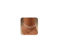HARJJME Silver Gold Anklets for Women 925 Sterling Silver Ankle Bracelets for Women Adjustable Waterproof Women's Anklets Dainty Layered Chain Set Rope Link Beach Foot Jewelry Gifts for Teen Girls