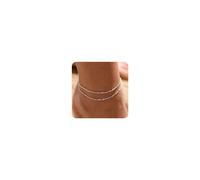 HARJJME Silver Gold Anklets for Women 925 Sterling Silver Ankle Bracelets for Women Adjustable Waterproof Women's Anklets Dainty Layered Chain Set Rope Link Beach Foot Jewelry Gifts for Teen Girls