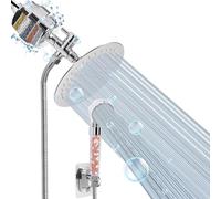 HarJue Filtered Shower Head, High Pressure Showerhead with Filter Combo for Hard Water, Remove Chlorine Fluoride and Harmful Substances- 1 Replaceable Filter Cartridge, Chrome (with Handheld)