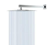 HarJue Shower Head with Extension Arm, High Pressure Square with ShowerArm, Stainless Steel Rainfall -Waterfall Full Body Coverage (12'' Shower with 16'' Arm, Chrome)