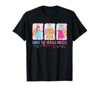 Hark The Herald Angels Pink Blue Christmas Faith Jesus T-Shirt