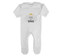 Hark The Herald Angels Sing Baby Romper Jumpsuit with feet, 0-3 Months, White