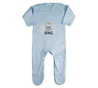 Hark The Herald Angels Sing Baby Romper Jumpsuit with feet, 6-12 Months, Pastel Blue