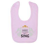 Hark The Herald Angels Sing Cotton Baby bib - Pastel Pink