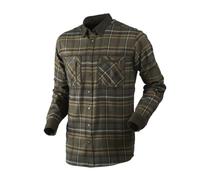 Harkila Pajala shirt Willow green check Button under collar, Front placket wit
