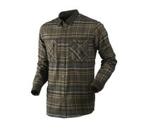 Harkila Pajala shirt Willow green check Button under collar, Front placket wit