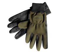 Harkila Pro Shooter gloves Green Leather reinforced palm , Rib cuff