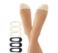 Harlamvar Womens 6 Pairs Breathable Loafer Sock, Non Slip Silicone Flats Socks No Show Ultra Low Cut Liner for Trainer Shoe Socks UK Size 3-5 Black Nude