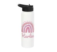 Harlee Name Personalized Funny Women Pink Rainbow Harlee Stainless Steel Insulated Water Bottle