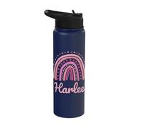 Harlee Name Personalized Funny Women Pink Rainbow Harlee Stainless Steel Insulated Water Bottle