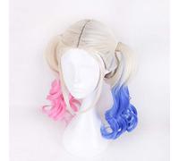 Harleen Quinzel Suicide Squad Joker Wig Cosplay Costume Harley Quinn Women Synthetic Hair Halloween Party Wigs+Free Wig Cap