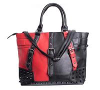Harleen Studded Black & Red Bag - Punk Crossbody Handbag for Goth & Alt Styles